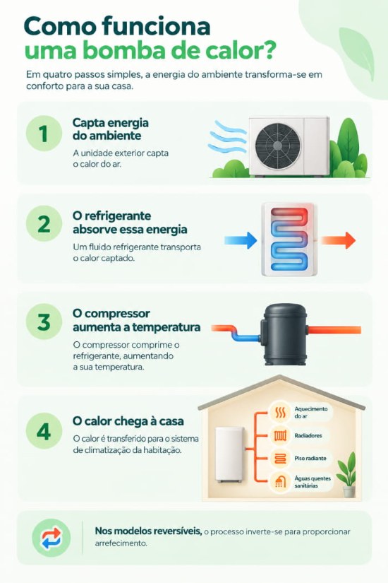Como funciona uma bomba de calor - infografía